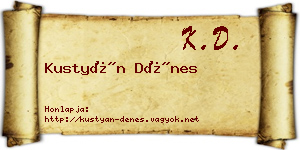 Kustyán Dénes névjegykártya